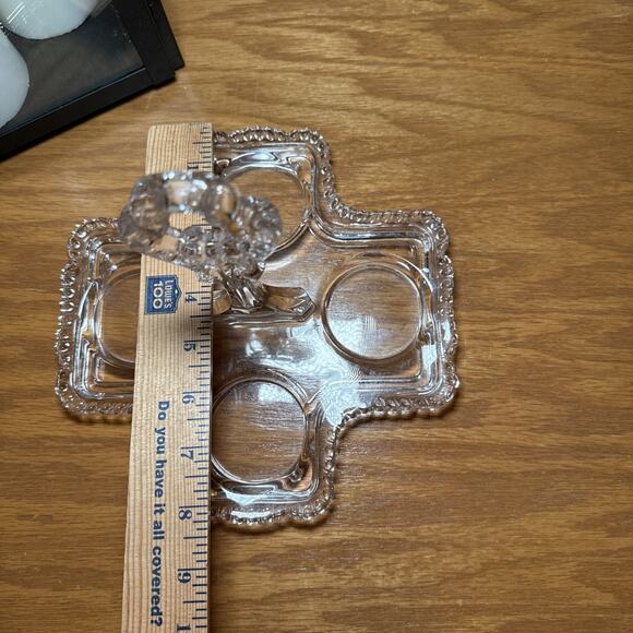 VTG Heavy Pressed Glass Tidbit Tray Relish Server Center Handle Candy Nut Dish - Picture 4 of 7